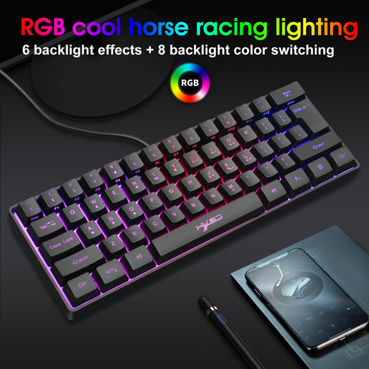HXSJ Gaming Keyboard 61 Keys RGB Backlit 60%