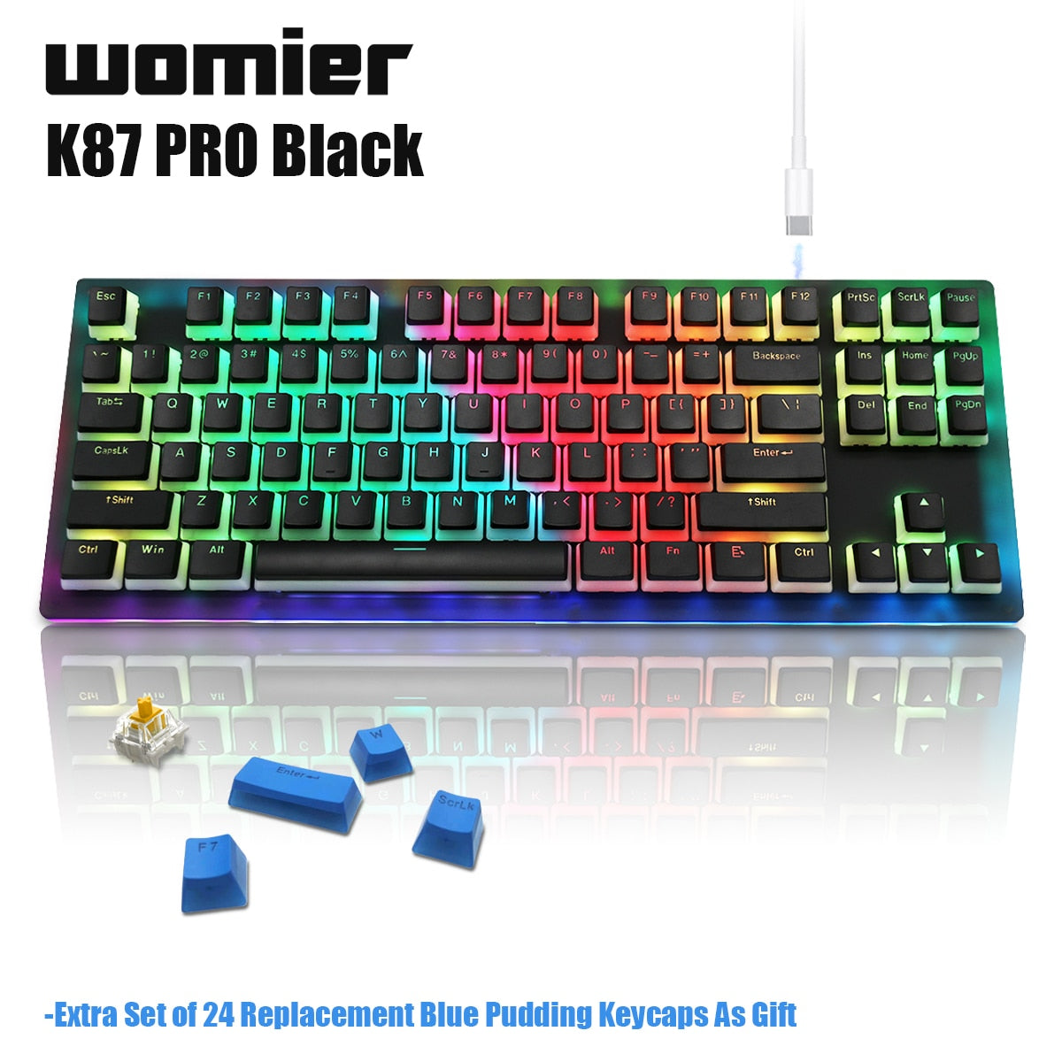 Womeir K87 Pro TKL لوحة مفاتيح ميكانيكية قابلة للتبديل السريع